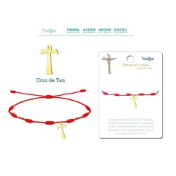Pulsera 7 Nudos Con Cruz De Tau Color Dorado - Coleccion 7 nudos